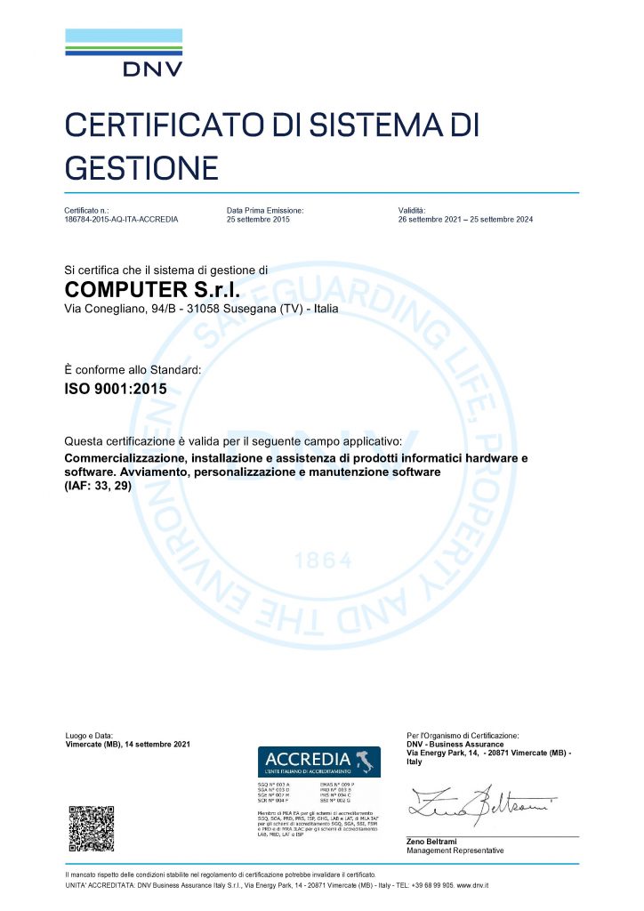 CERTIFICATO ISO9001
